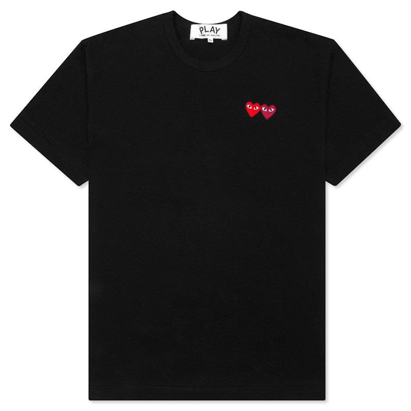 Comme Des Garcons Play Double Hearts T-Shirt Black