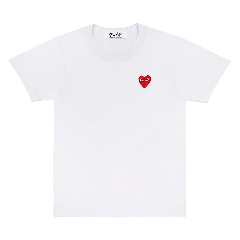 Comme Des Garcons Play Embroidered Red Heart T-Shirt White