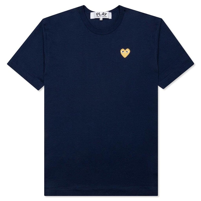 Comme Des Garcons Play Gold Heart T-Shirt Navy