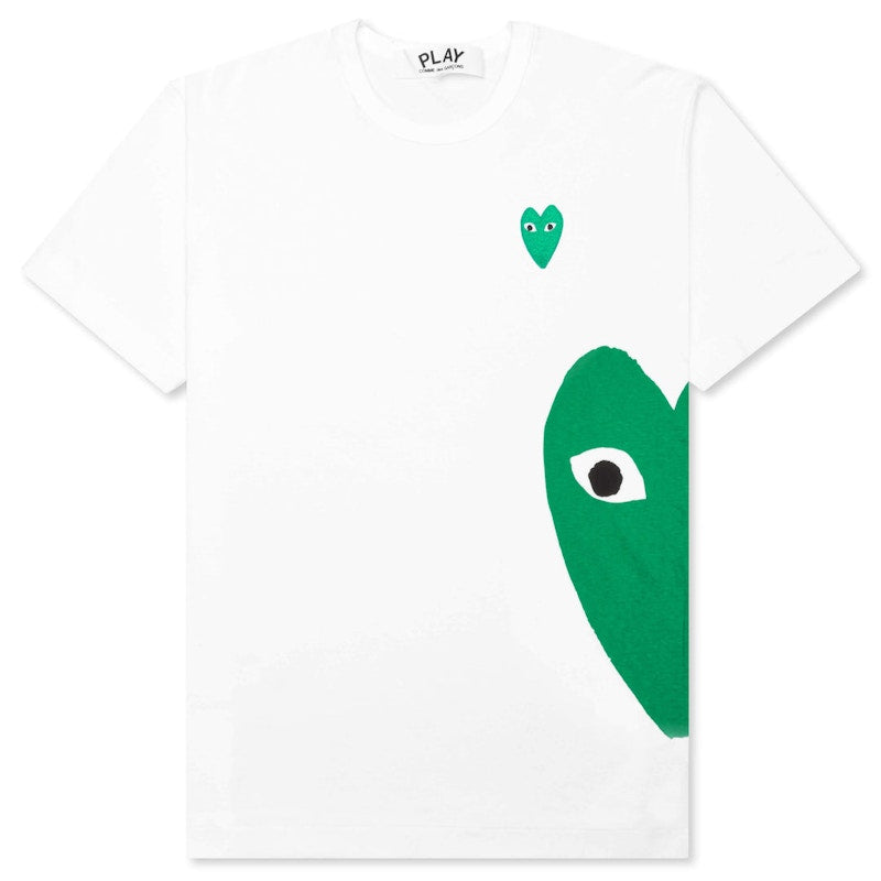 Comme Des Garcons Play Green Emblem Heart T-Shirt White