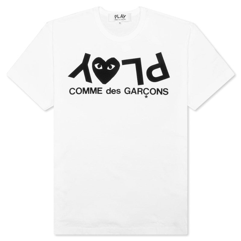 Comme Des Garcons Play Inverted Text T-Shirt White