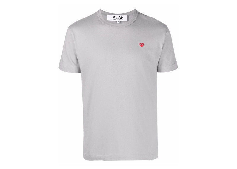 Comme Des Garcons Play Logo Patch Short-Sleeve Tee Grey/Red