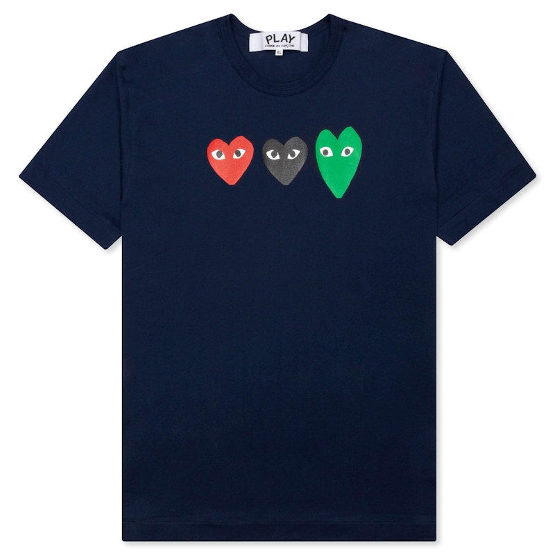 Comme Des Garcons Play Multi Heart T-Shirt Navy