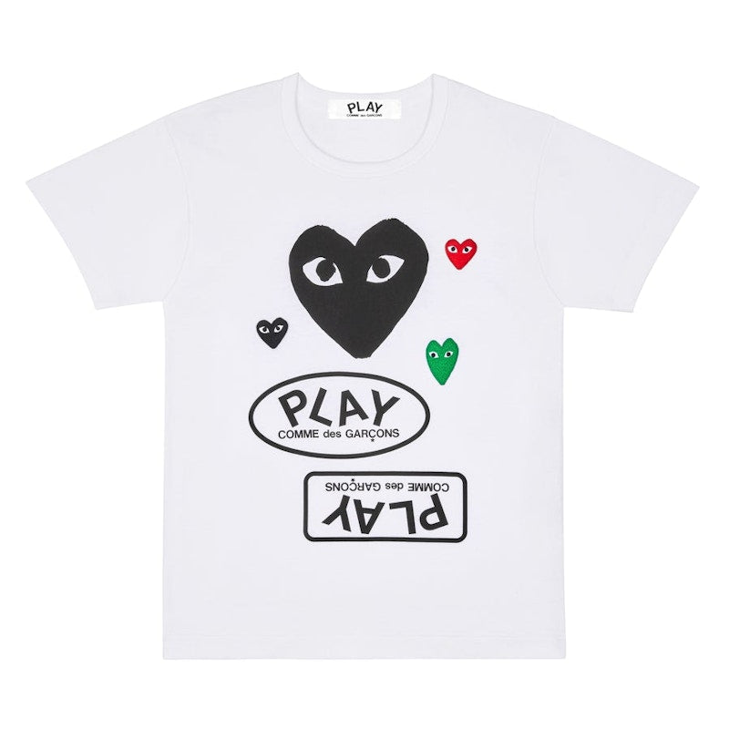 Comme Des Garcons Play Multi Logo Black Heart T-Shirt White