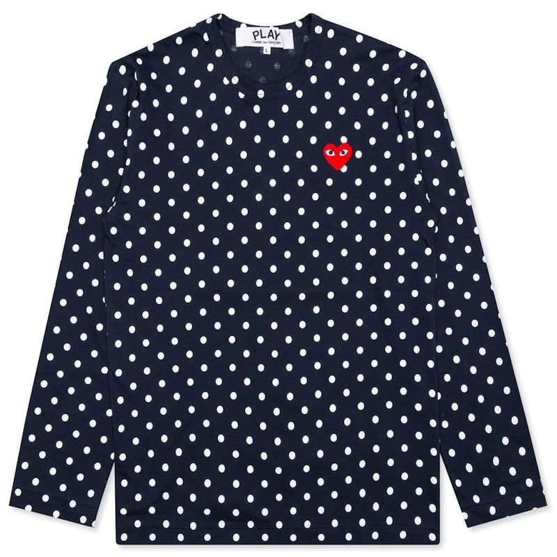 Comme Des Garcons Play Polka Dot L/S T-Shirt Navy