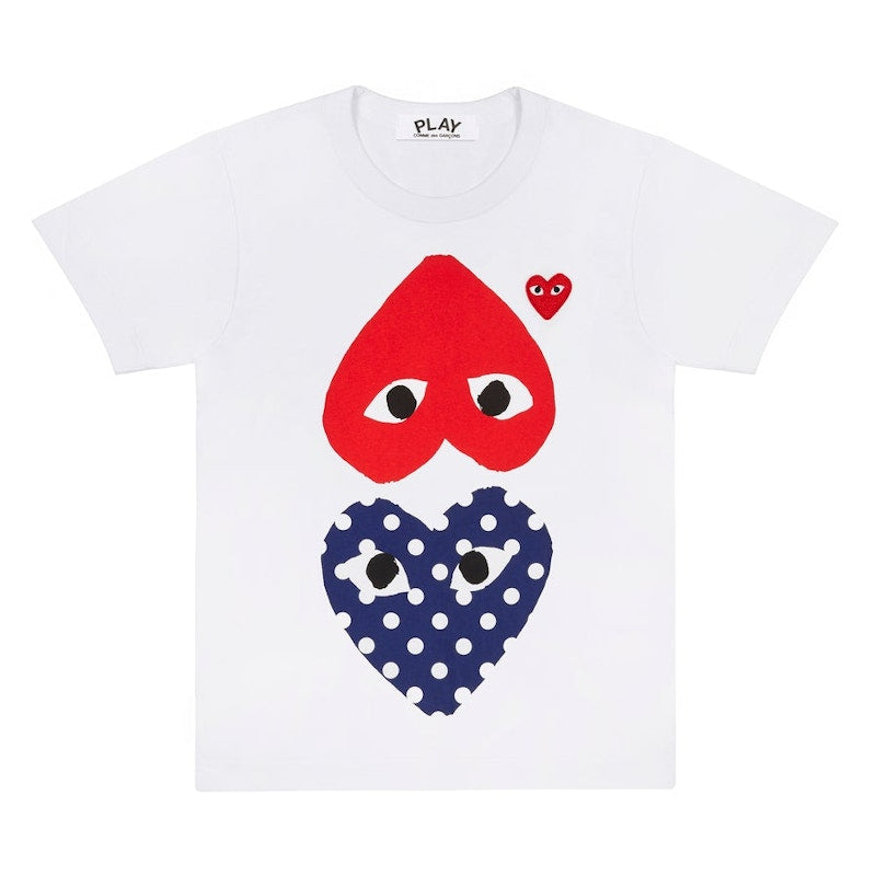 Comme Des Garcons Play Polka Dot With Upside Down Heart T-Shirt White