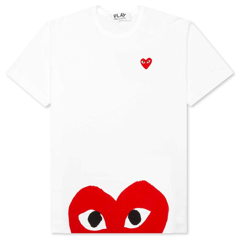 Comme Des Garcons Play Red Half Heart T-Shirt White