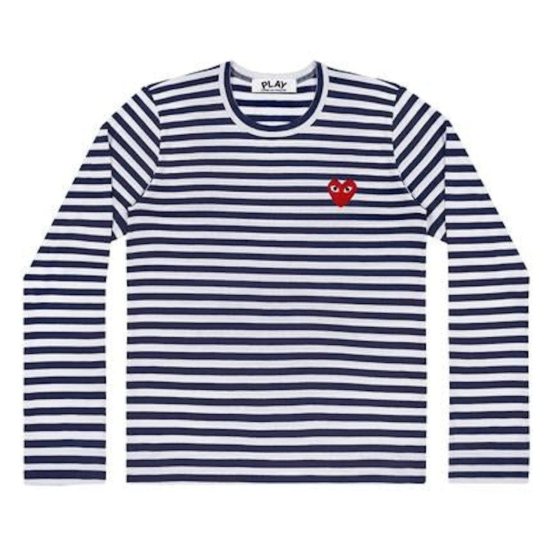 Comme Des Garcons Play Striped Long Sleeve T-Shirt Navy/White