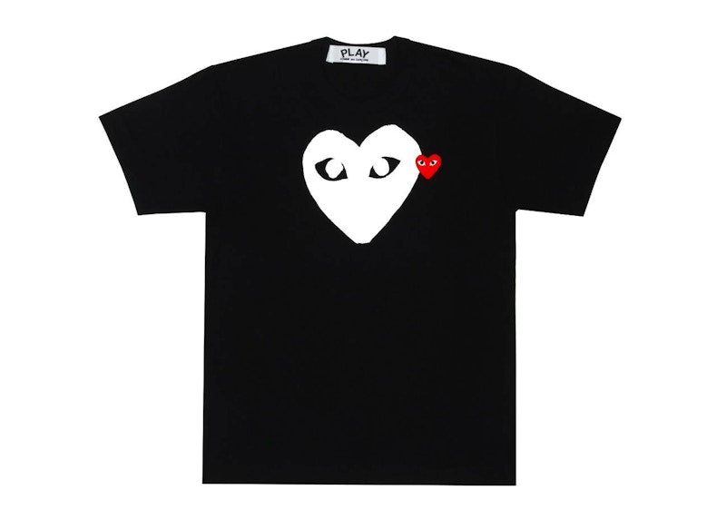 Comme Des Garcons Play White Heart Red Emblem T-Shirt Black