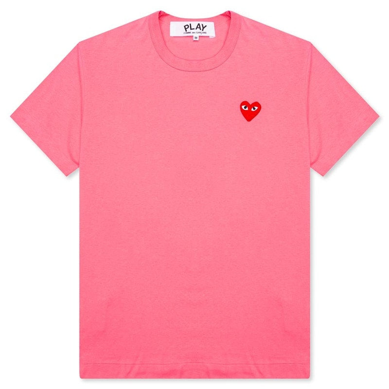 Comme Des Garcons Play Women'S Pastelle Red Emblem T-Shirt Pink