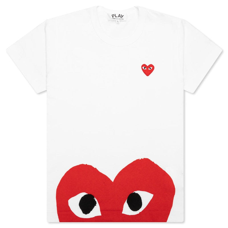 Comme Des Garcons Play Women'S Red Half Heart T-Shirt White