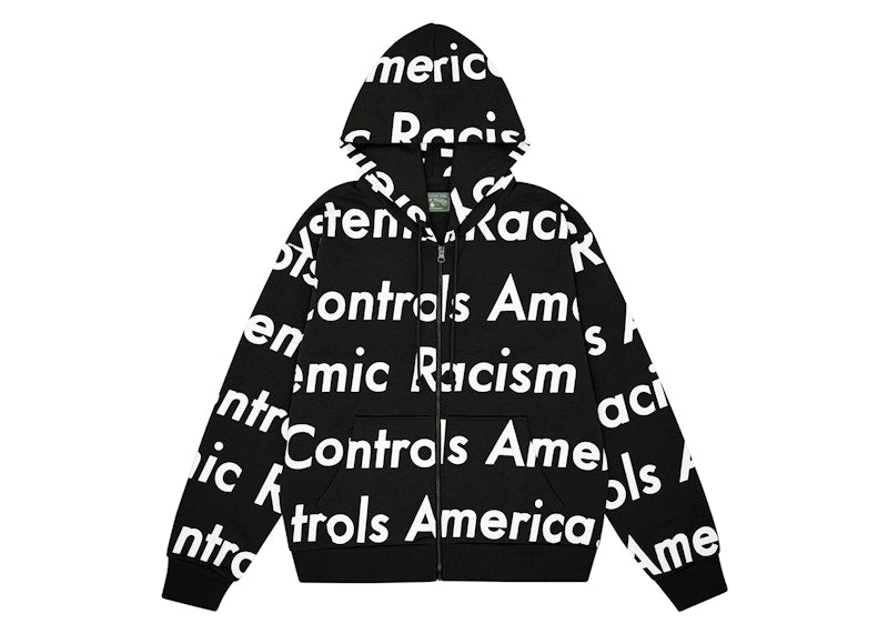 Denim Tears X Arthur Raja Systemic Racism Controls America Zip Up Hoodie Black