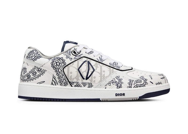 Dior B27 Low White Navy Blue Cd Paisley White Dior Oblique