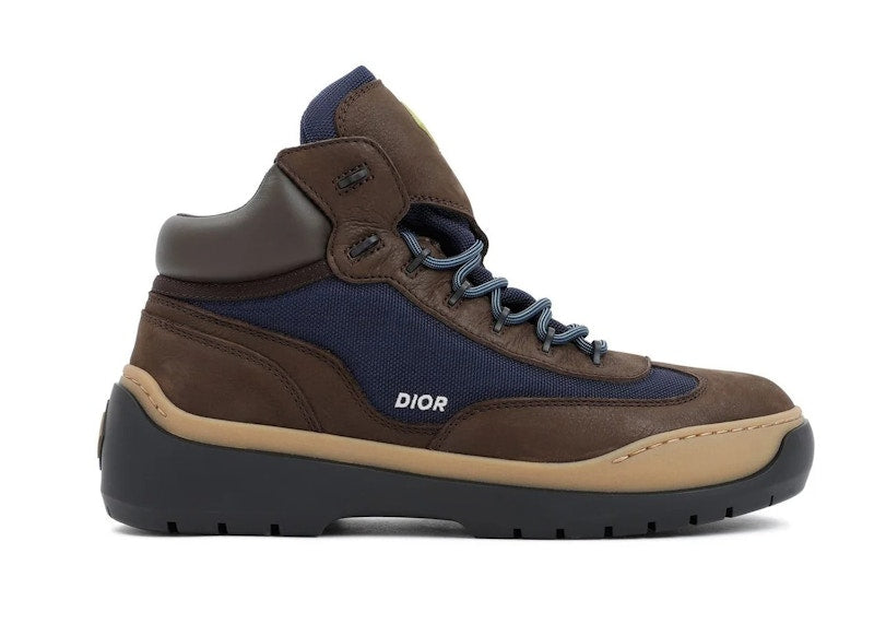 Dior Lace Up Ankle Boots Brown Blue