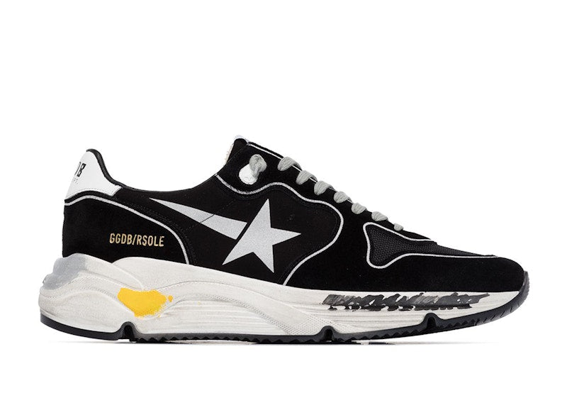 Golden Goose Running Sole Suede Hand-Painted Black Silver White