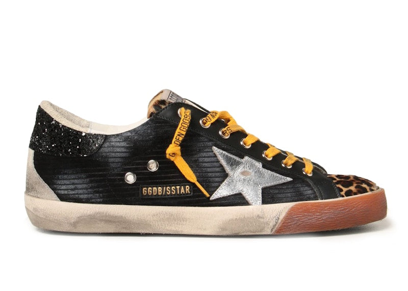 Golden Goose Super Star Corduroy Black Beige Silver Ice