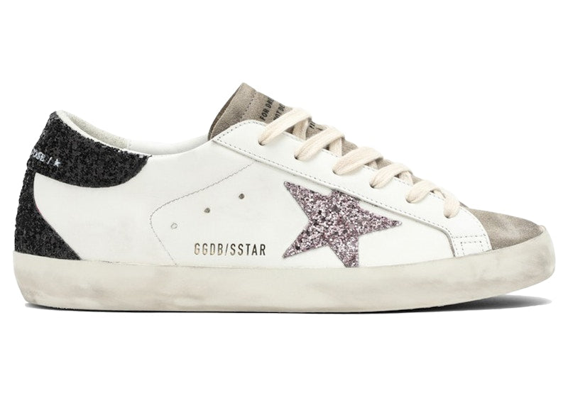 Golden Goose Super-Star White Black Cream Glitter (Women's)