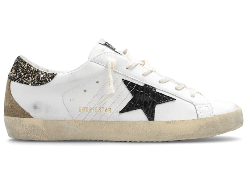 Golden Goose Super-Star White Black Croc Glitter (Women's)