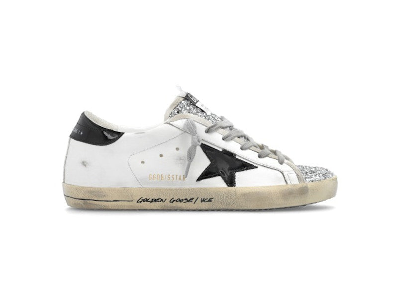 Golden Goose Super-Star White Black Silver Glitter (Women's)