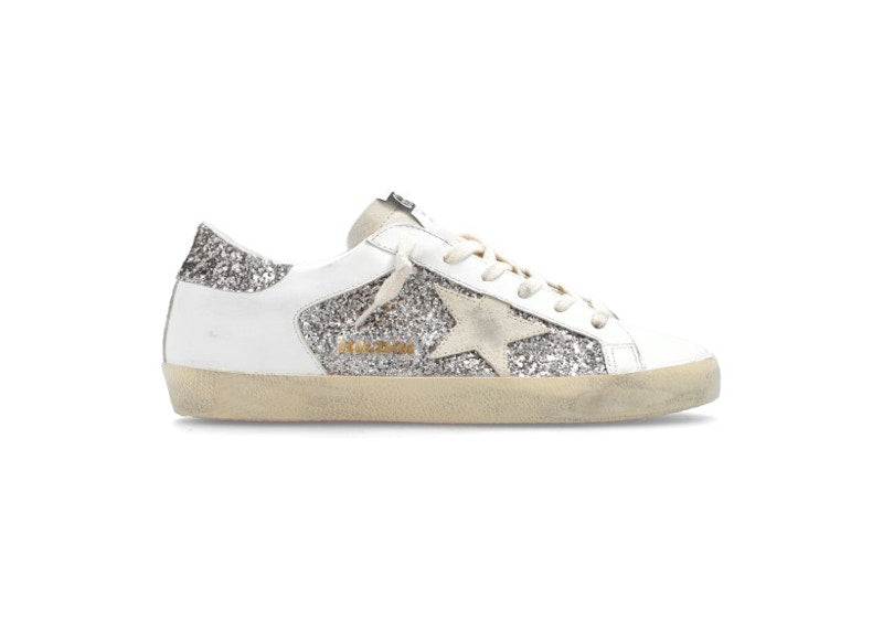 Golden Goose Super-Star White Double Silver Glitter (Women's)