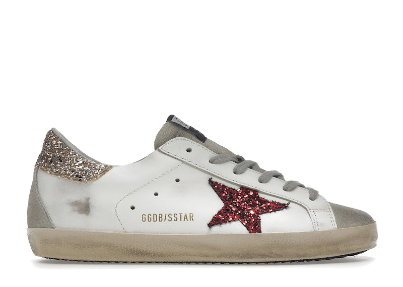 Golden Goose Super-Star White Red Glitter (Women's)