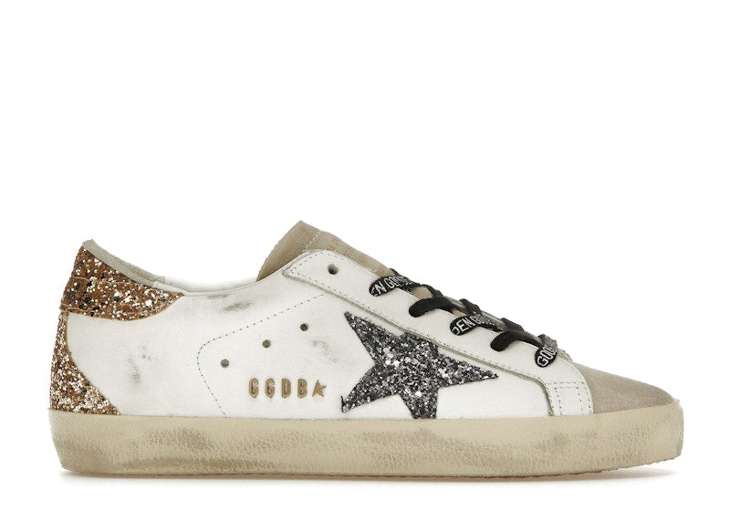 Golden Goose Super-Star White Silver Gold Glitter (Women's)