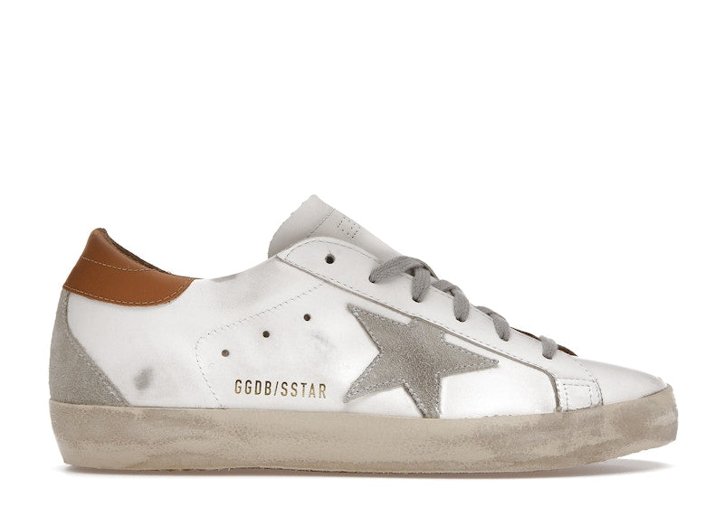 Golden Goose Super-Star White Vacchetta Tan Grey Suede Patch (Women's)