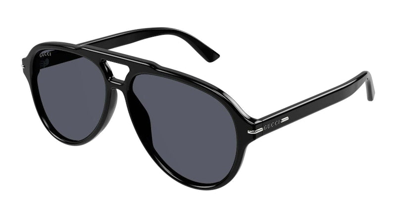 Gucci Acetate Aviator Frame Sunglasses Black/Grey (Gg1443S-001-Fr)