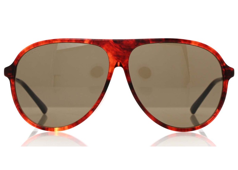 Gucci Acetate Shield Sunglasses Shiny Red Havana