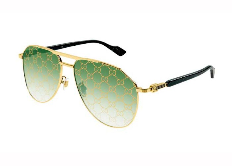 Gucci Aviator Frame Sunglasses Gold/Green (Gg1220S-004-59)