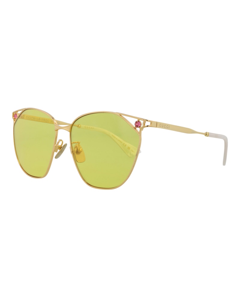 Gucci Cat Eye Sunglasses Gold/Gold/Yellow (Gg1375Sa-30014208-002)