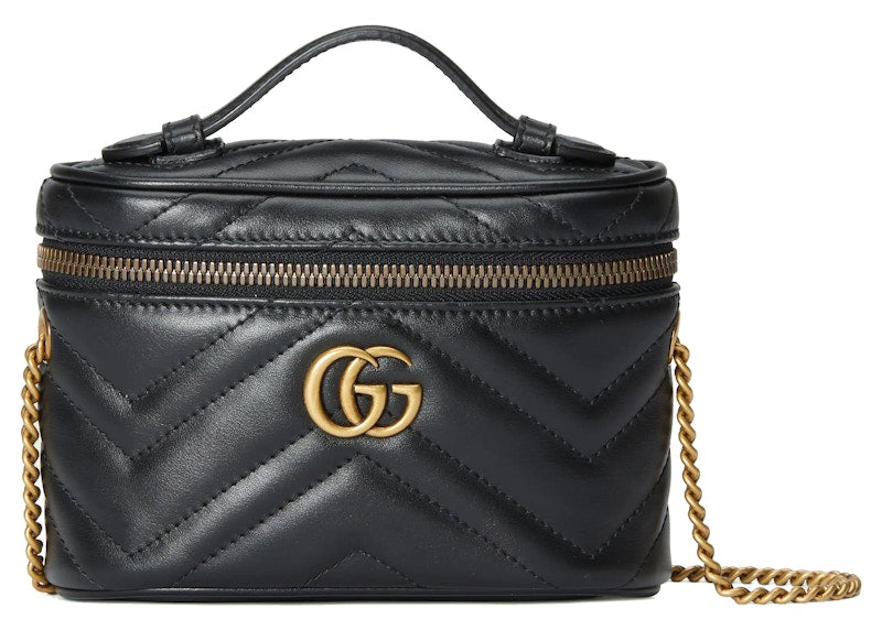 Gucci Gg Marmont Matelasse Mini Top Handle Bag Black