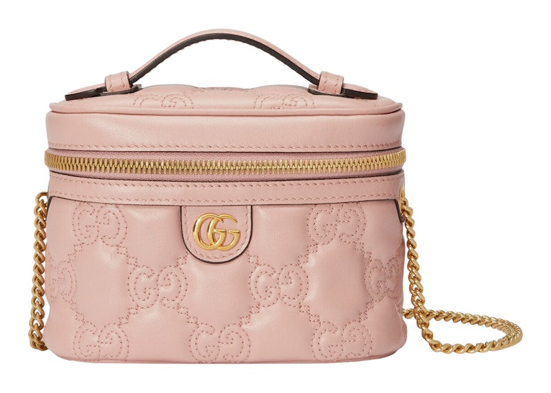 Gucci Gg Matelasse Top Handle Bag Mini Quilted Light Pink