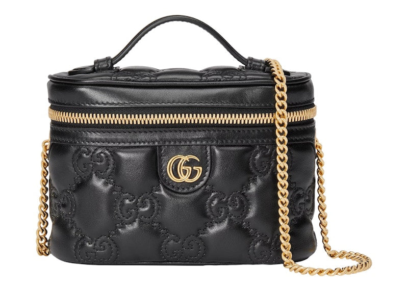 Gucci Gg Matelassé Top Handle Mini Bag Black