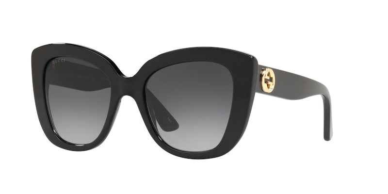 Gucci Gg Ovesized Cat Eye Sunglasses Black/Gold (Gg0327S-001)