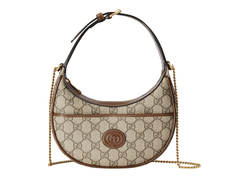 Gucci Half-Moon Shaped Bag Mini Gg Supreme Beige/Ebony