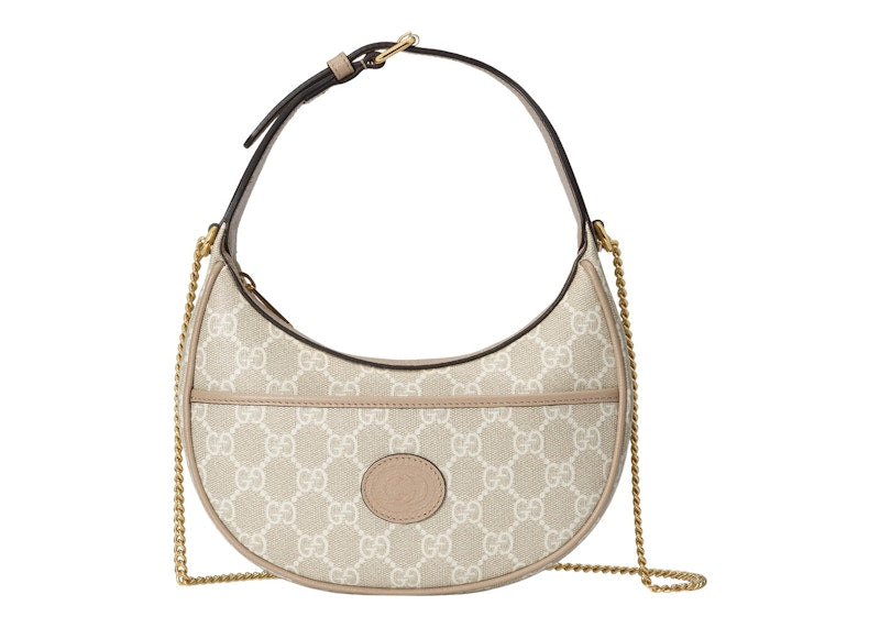 Gucci Half-Moon Shaped Bag Mini Gg Supreme Beige/White