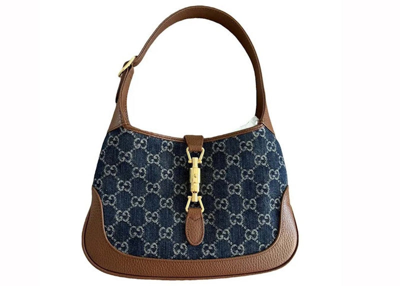 Gucci Jackie 1961 Small Shoulder Bag Gg Denim Blue/Ivory