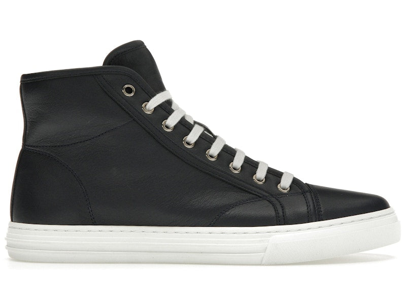 Gucci Leather High Top Sneaker Dark Blue