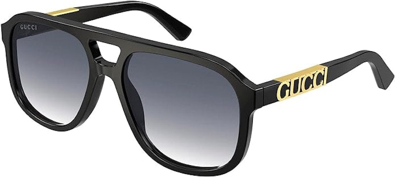 Gucci Logo Pilot Sunglasses Black/Gold (Gg1188S 002)