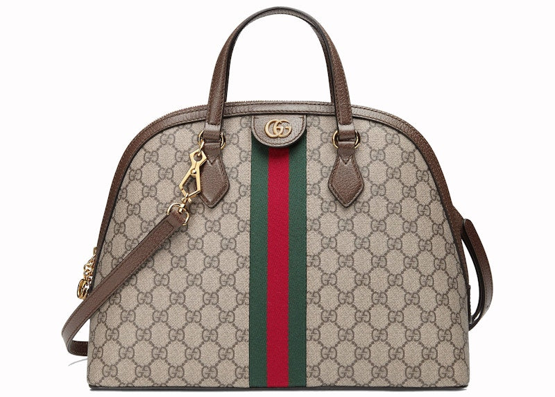 Gucci Ophidia Top Handle Gg Supreme Medium Beige/Ebony