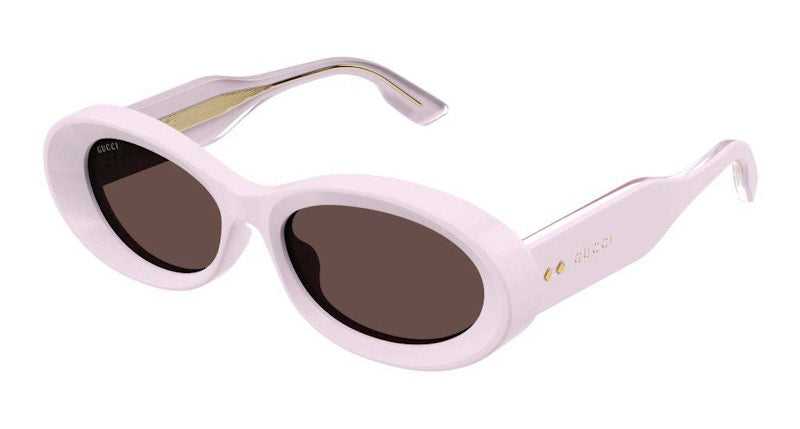 Gucci Oval Frame Sunglasses Light Pink/Brown (Gg1527S-003-Fr)