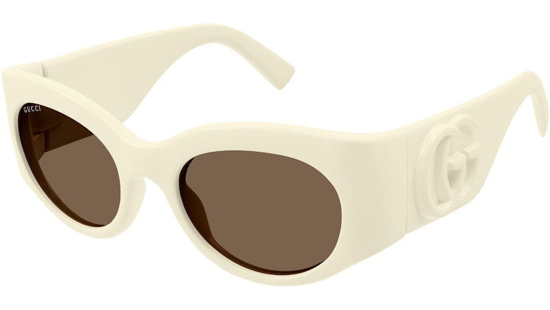 Gucci Oval Sunglasses Ivory/Brown (Gg1544S-004)