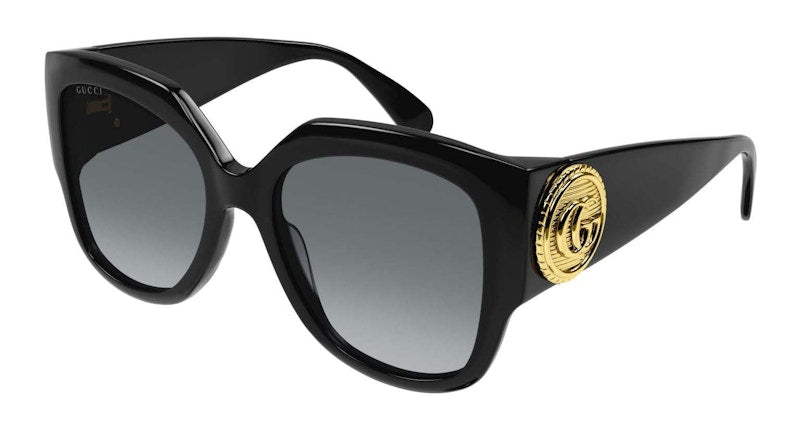 Gucci Oversized Square Frame Sunglasses Black/Grey (Gg1407S-001-Fr)