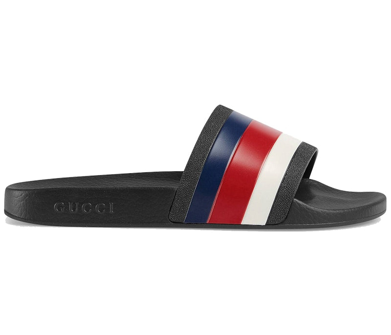 Gucci Pursuit Pool Slides Blue White Stripe