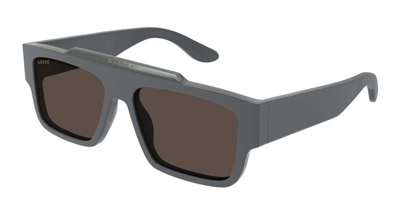 Gucci Rectangle Frame Sunglasses Charcoal Grey/Brown (Gg1460S-003-Fr)