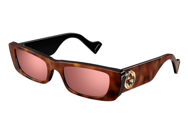 Gucci Rectangle Sunglasses Havana/Brown (Gg0516S-015-52)