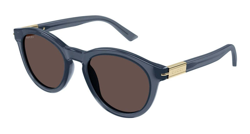 Gucci Round Frame Sunglasses Cobalt Blue/Brown (Gg1501S-003-Fr)