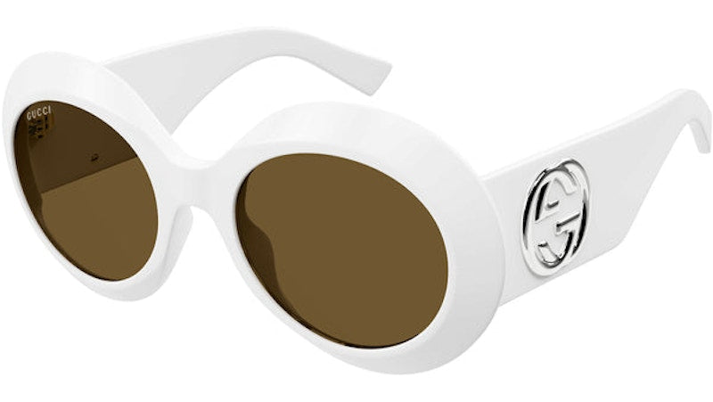 Gucci Round Sunglasses White/Brown (Gg1647S-003)