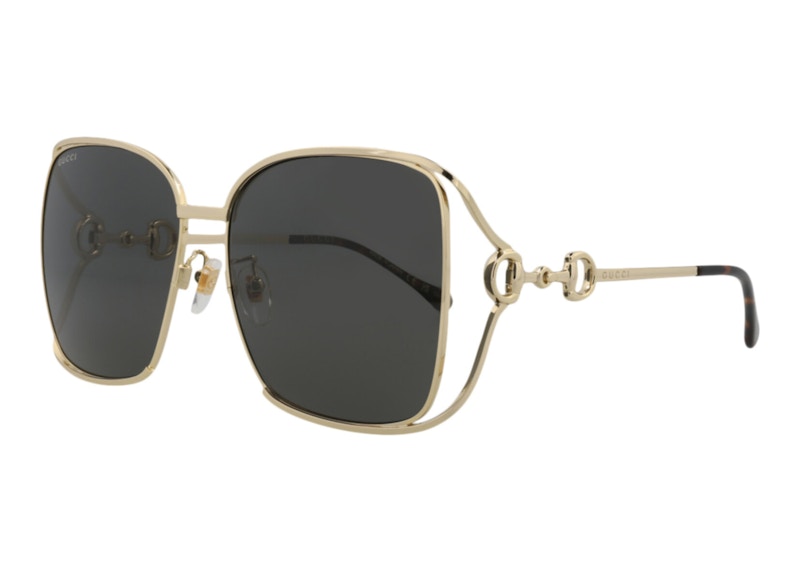 Gucci Square Rectangle Sunglasses Gold/Grey (Gg1020S-30011745-002)